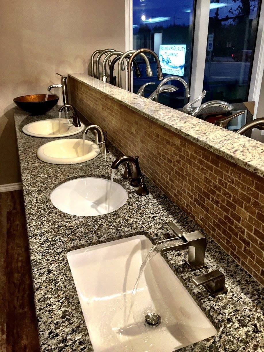 Double vanity sinks installed in a remodeled bathroom
