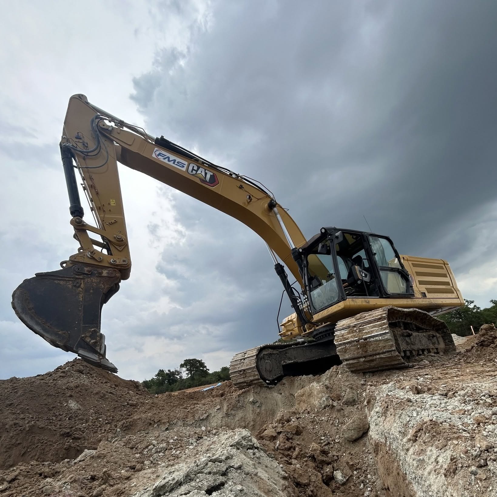 Excavation jobsite prepared for underground plumbing repair