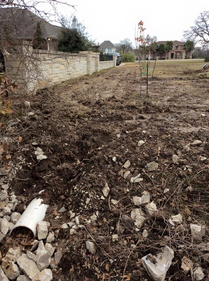 Underground pipe trench opened for sewer-line work